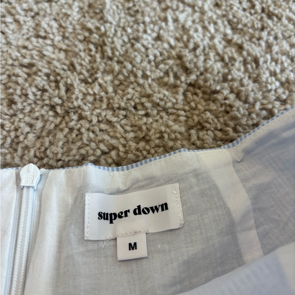 Revolve super down blue and white striped shorts with front tie - Picture 3 of 8
